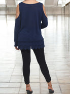Ladies Navy Cold Shoulder Top - StylePhase SA