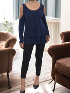 Ladies Navy Cold Shoulder Top - StylePhase SA