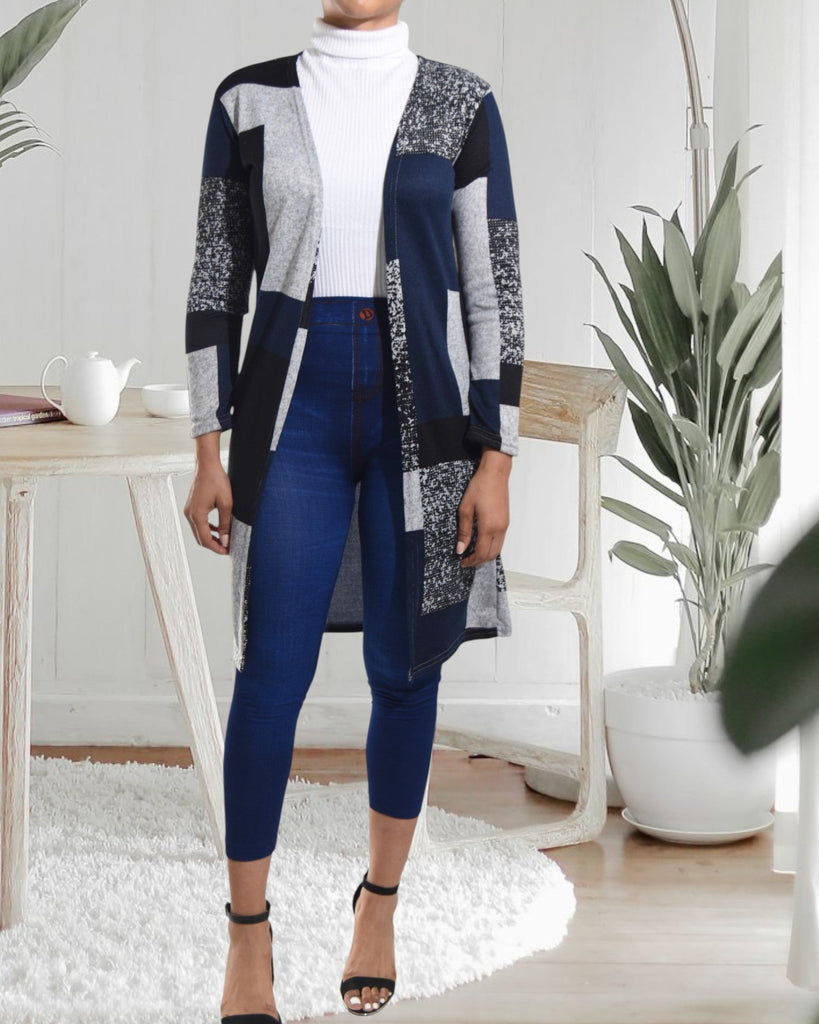 Ladies Navy Color Block Knit Gilet - StylePhase SA