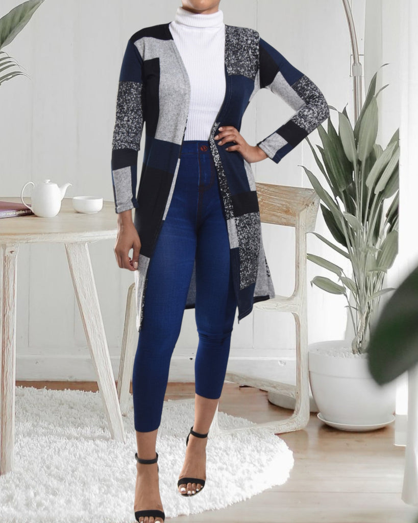 Ladies Navy Color Block Knit Gilet - StylePhase SA