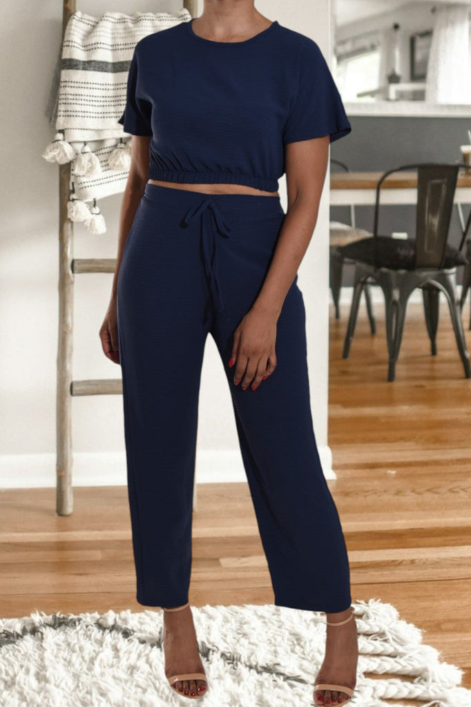 Ladies Navy Crop Set - StylePhase SA