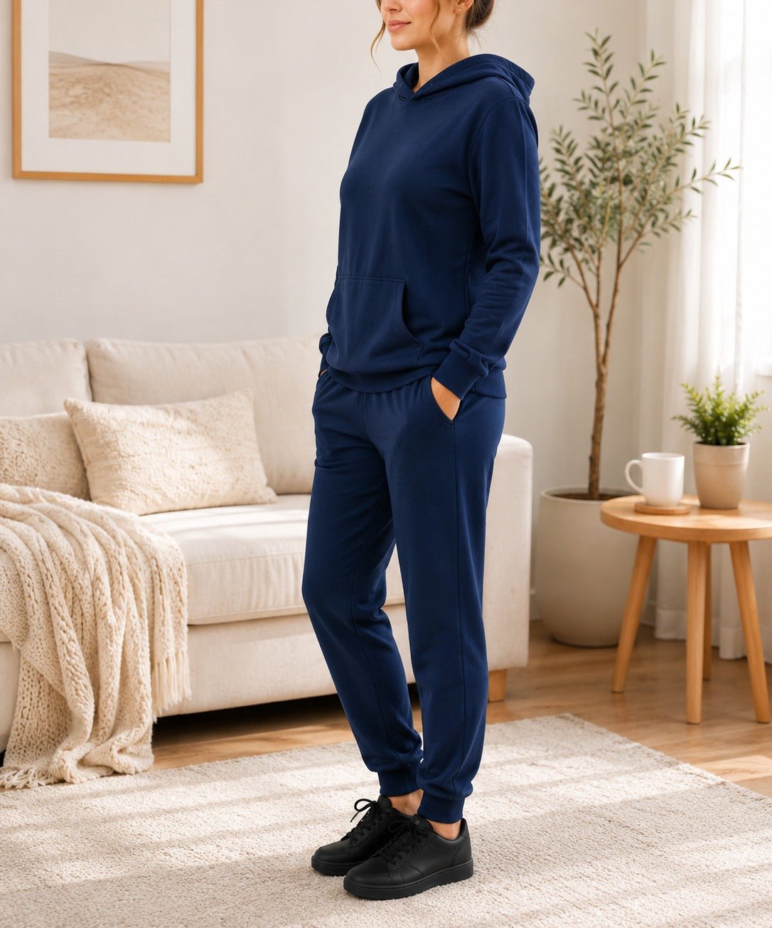 Ladies Navy Cuffed Knit Tracksuit Set - StylePhase SA
