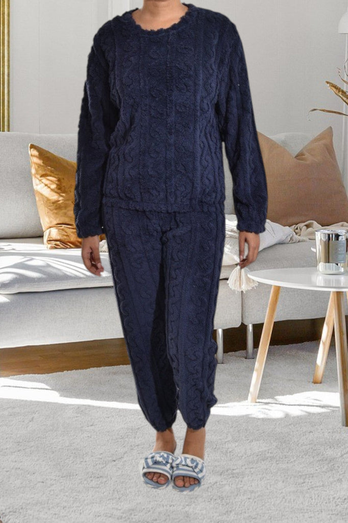 Ladies Navy Cuffed Pj Set - StylePhase SA