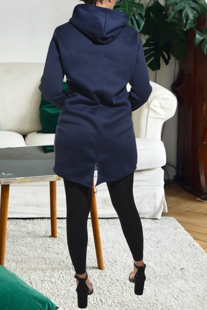 Ladies Navy Fleece Printed Dress Top - StylePhase SA