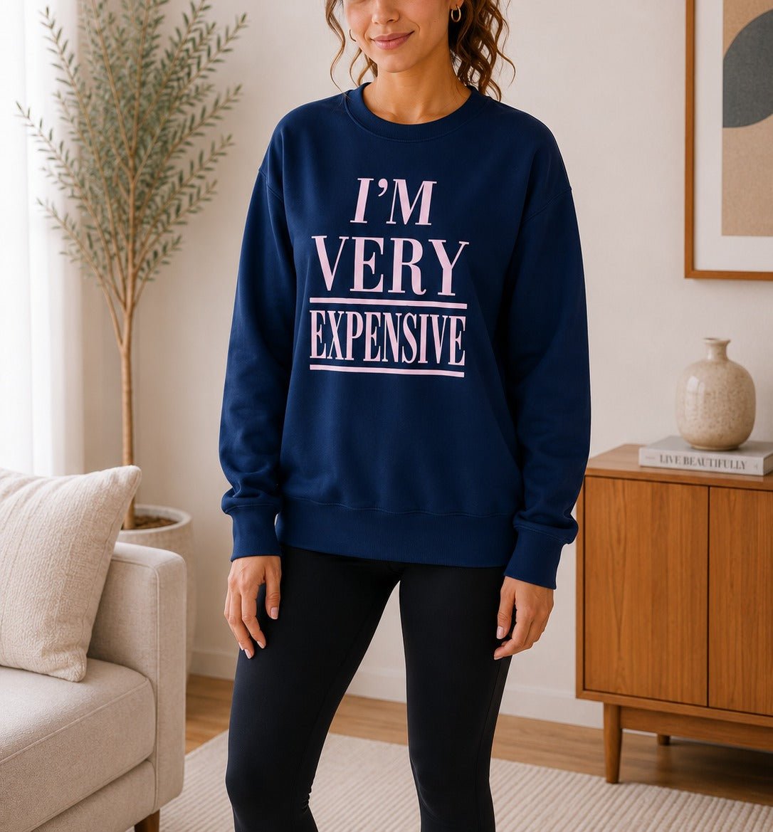 Ladies Navy Fleece Sweater - I'm Very Expensive - StylePhase SA