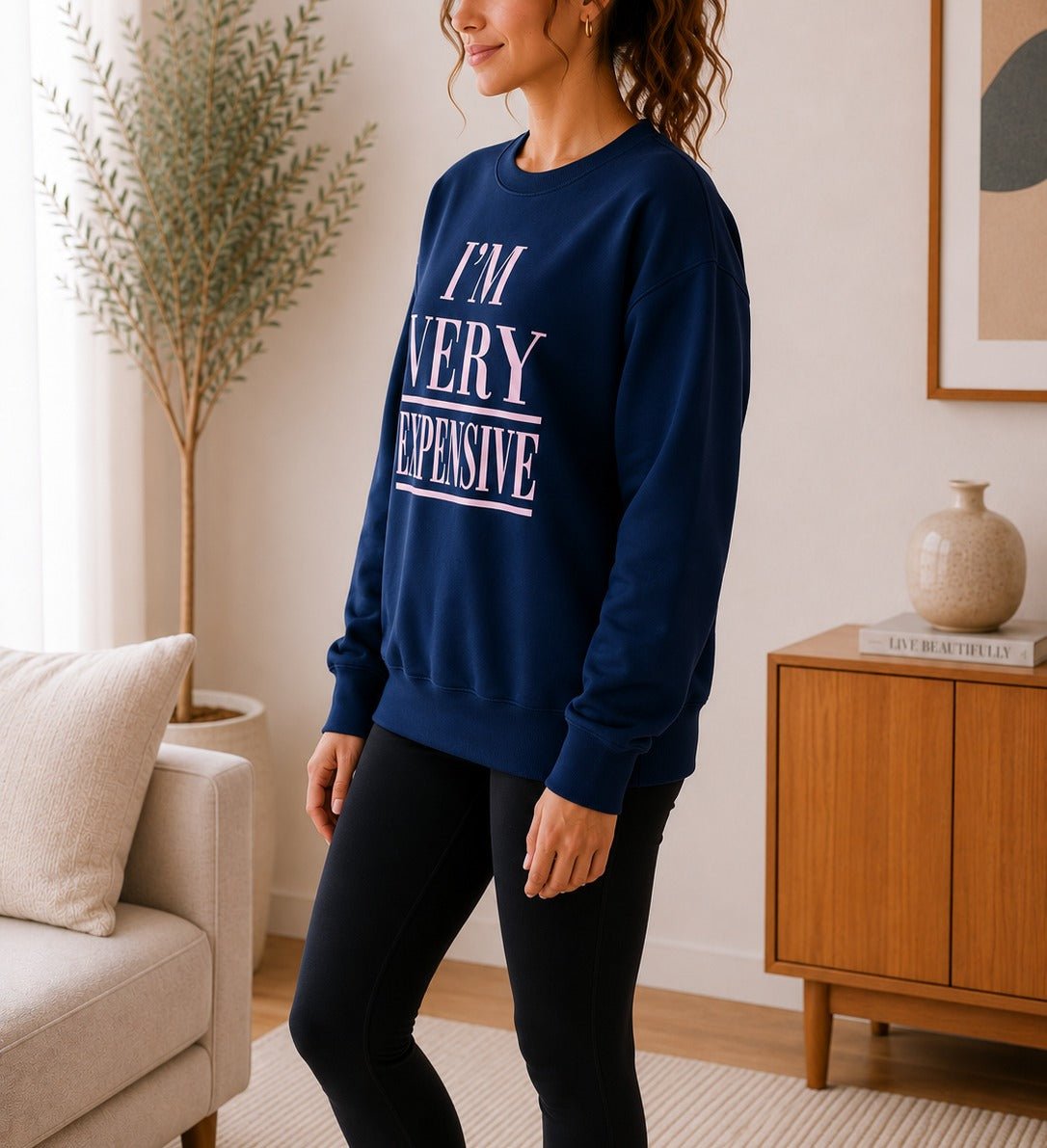Ladies Navy Fleece Sweater - I'm Very Expensive - StylePhase SA