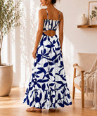Ladies Navy Floral Cut Out Maxi Dress - StylePhase SA
