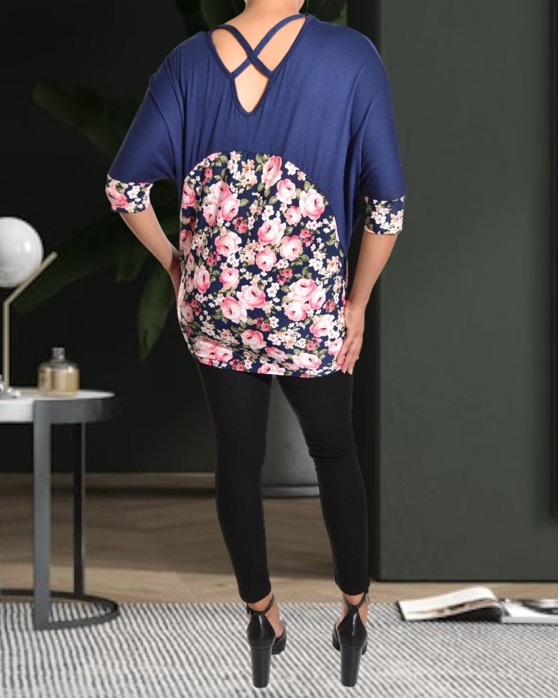 Ladies Navy Floral Dress Top - StylePhase SA