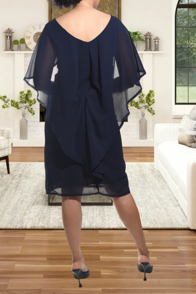 Ladies Navy Flutter Sleeve Dress - StylePhase SA