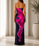 Ladies Navy Fuchsia Strapless Maxi Dress - StylePhase SA