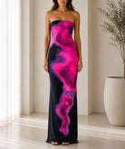 Ladies Navy Fuchsia Strapless Maxi Dress - StylePhase SA