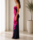 Ladies Navy Fuchsia Strapless Maxi Dress - StylePhase SA