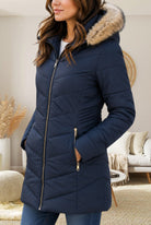 Ladies Navy Fur Hoody Jacket - StylePhase SA