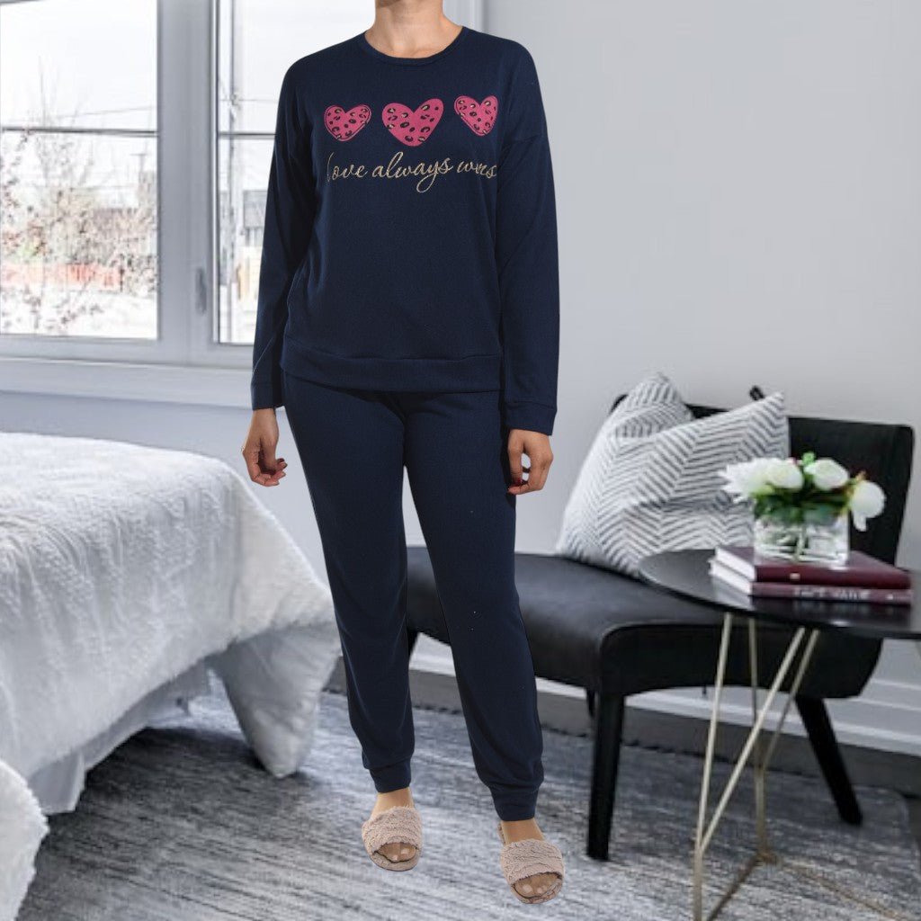 Ladies Navy Heart Pj Set - StylePhase SA