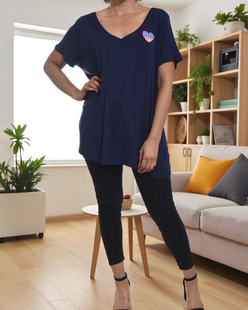 Ladies Navy Heart Tee - StylePhase SA