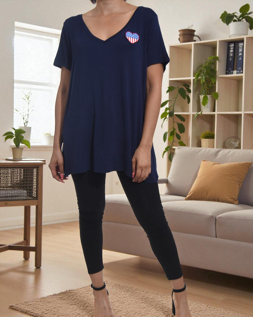 Ladies Navy Heart Tee - StylePhase SA
