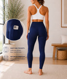 Ladies Navy High-Waist Side Pocket Activewear Leggings - StylePhase SA