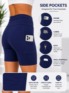 Ladies Navy High-Waist Side Pocket Activewear Shorts - StylePhase SA