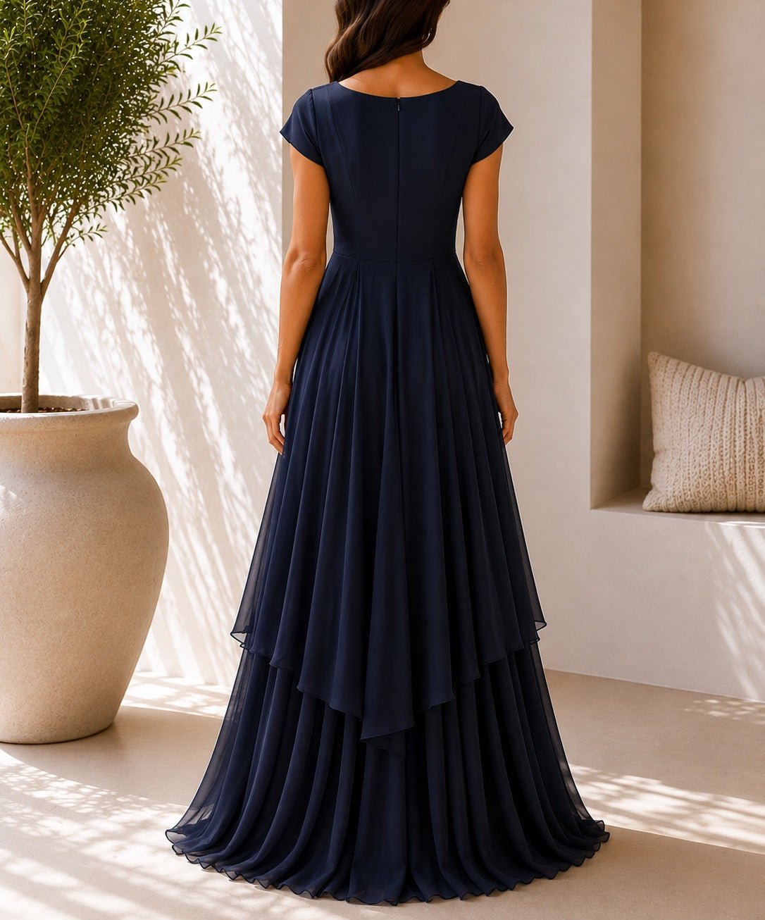 Ladies Navy Layered Maxi Dress - StylePhase SA