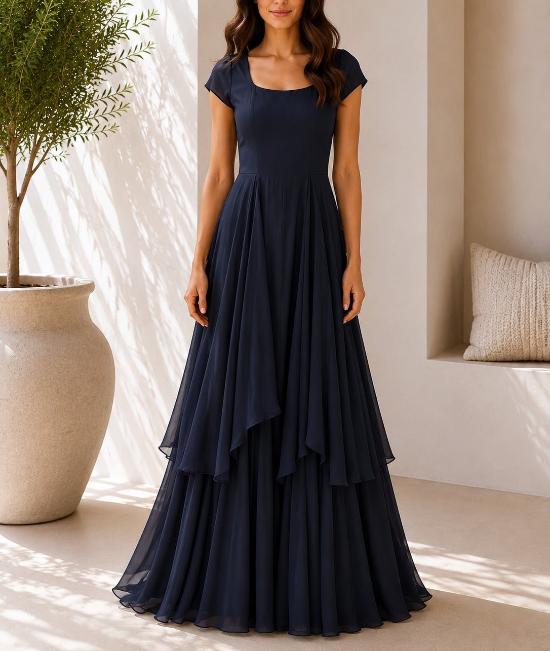 Ladies Navy Layered Maxi Dress - StylePhase SA
