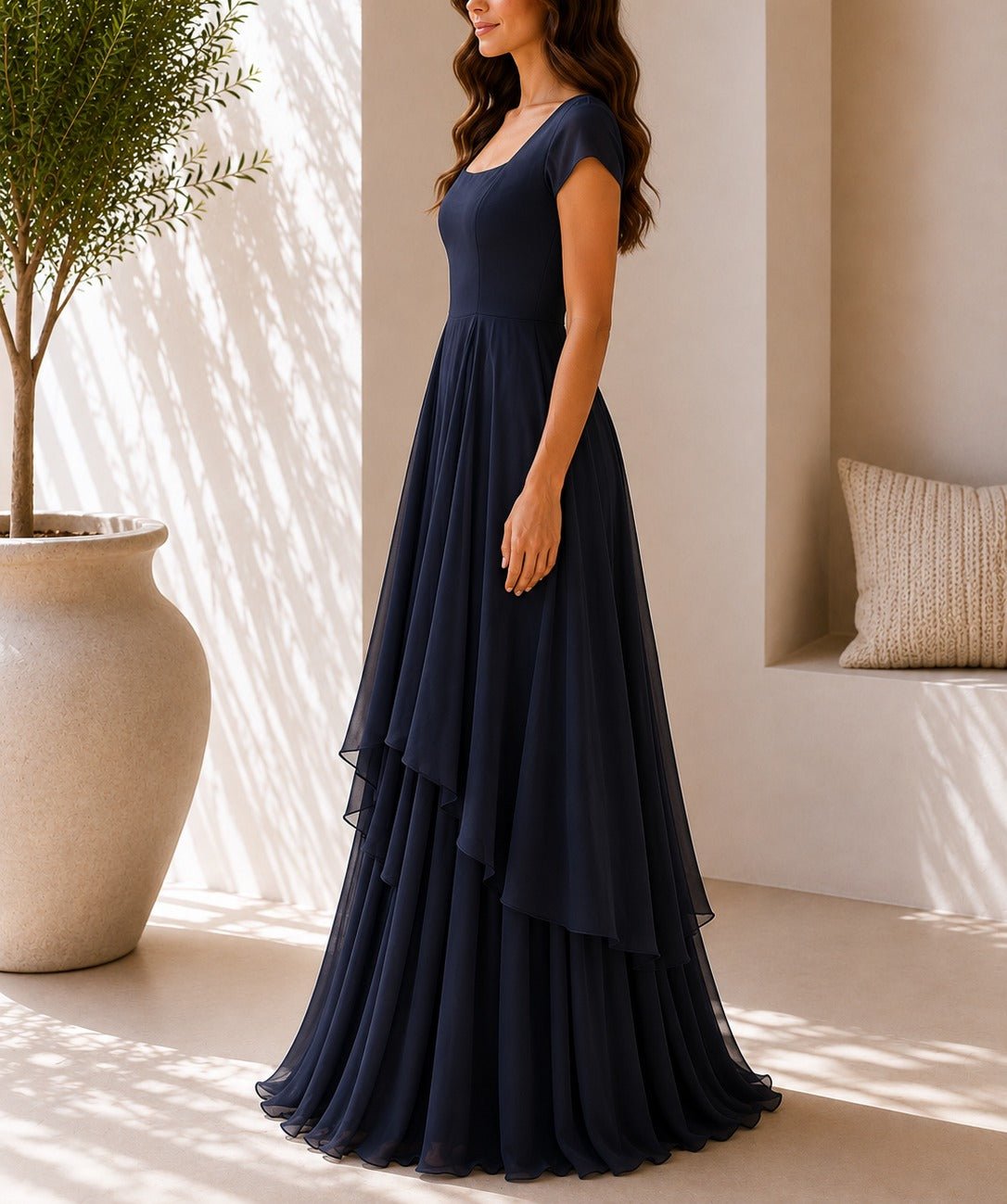 Ladies Navy Layered Maxi Dress - StylePhase SA