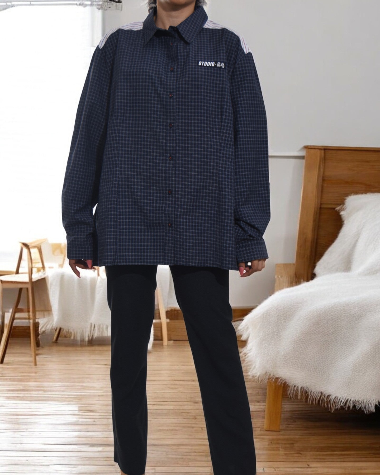 Ladies Navy Long Sleeve Shirt - StylePhase SA