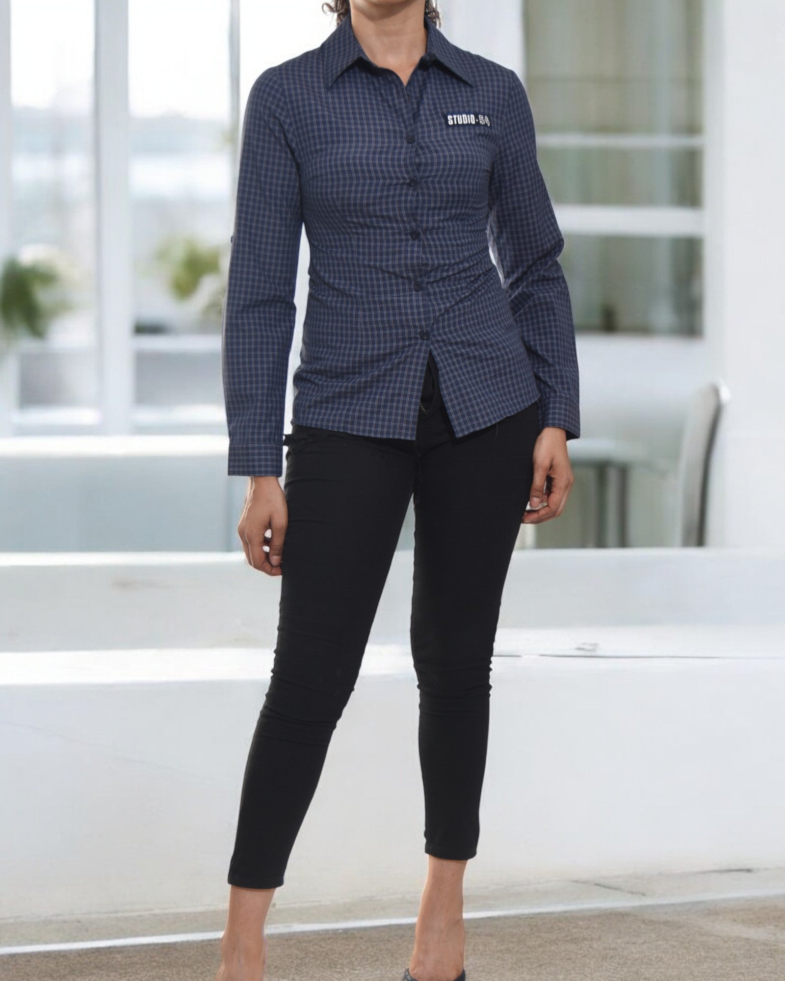 Ladies Navy Long Sleeve Shirt - StylePhase SA