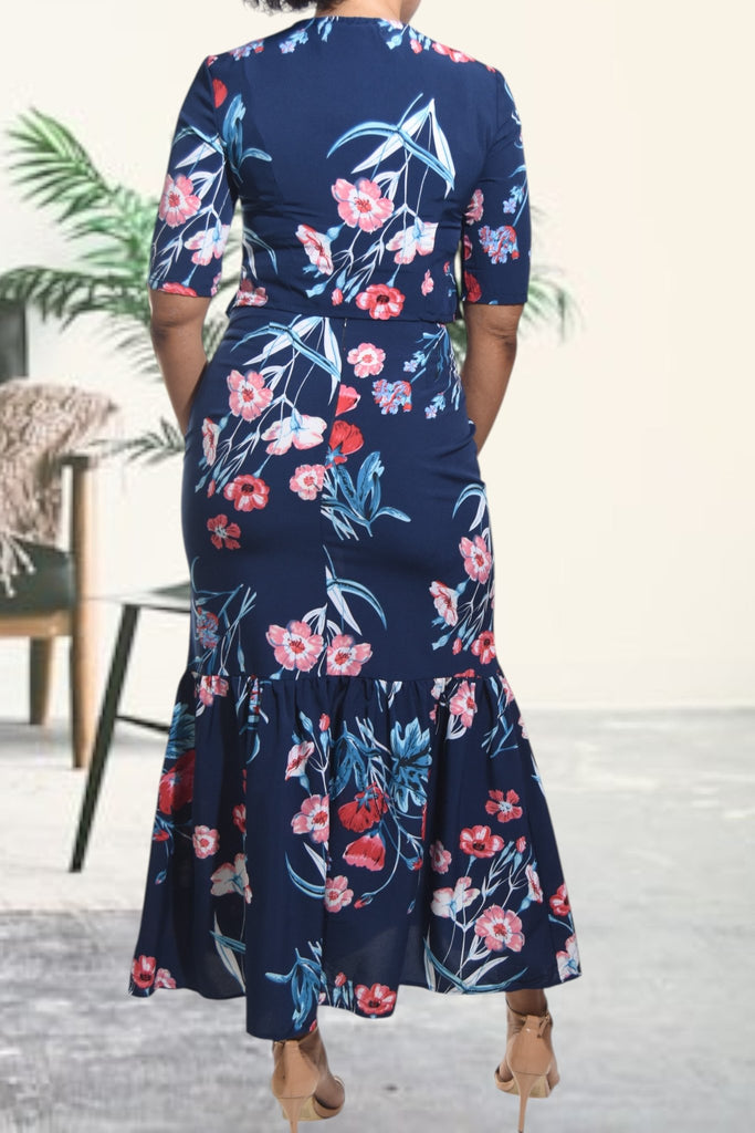 Ladies Navy Maxi Two Piece Set - StylePhase SA