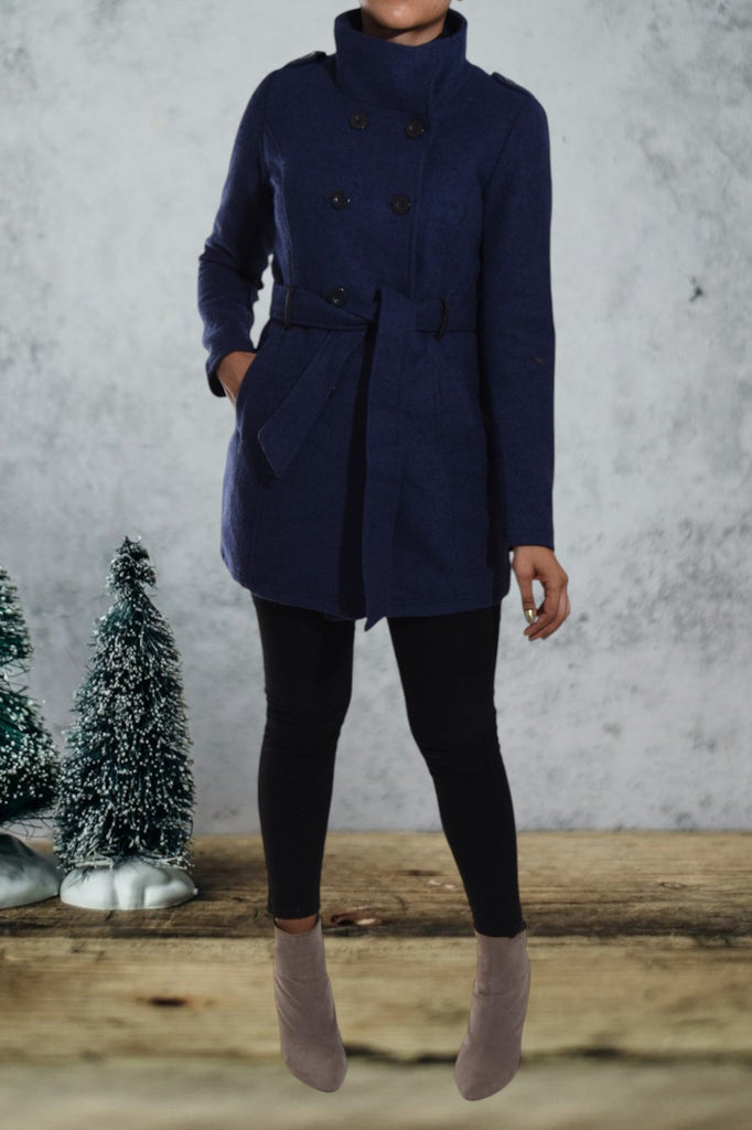 Ladies Navy Melton Coat - StylePhase SA