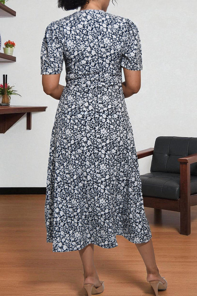 Ladies Navy Mini Floral Wrap Dress - StylePhase SA