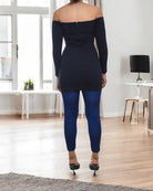 Ladies Navy Off Shoulder Top - StylePhase SA