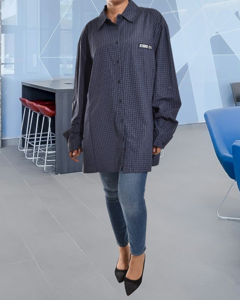 Ladies Navy Oversized Shirt - StylePhase SA