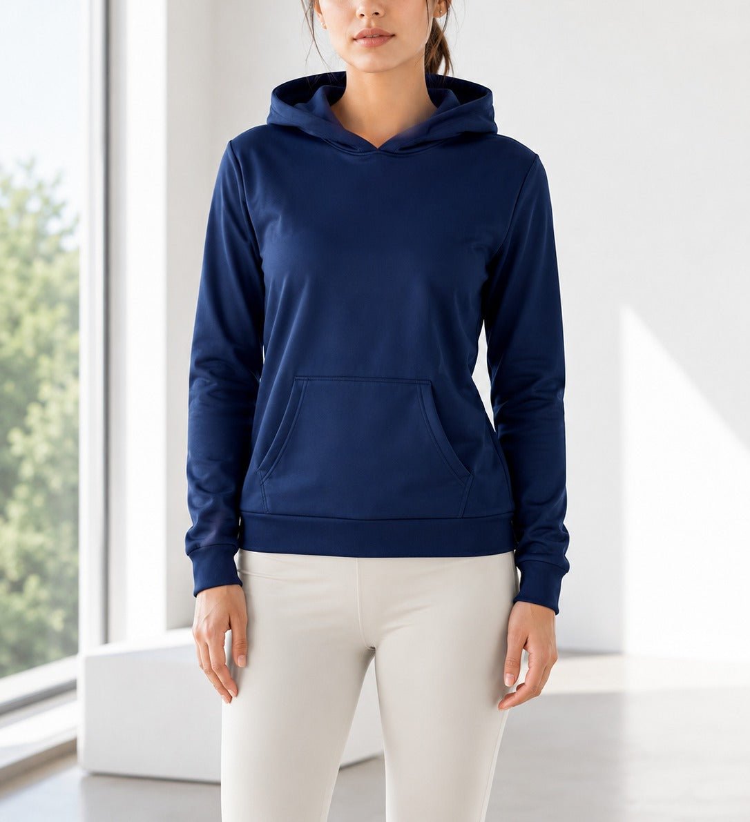 Ladies Navy Plain Fleece Hoody Top - StylePhase SA
