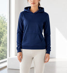 Ladies Navy Plain Fleece Hoody Top - StylePhase SA