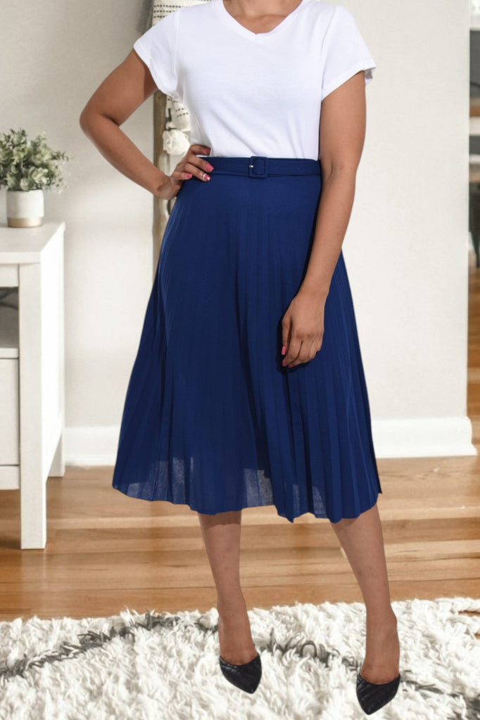 Ladies Navy Pleated Skirt - StylePhase SA