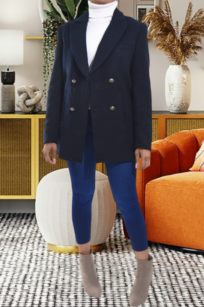 Ladies Navy Pocket Slim Fit Open Blazer - StylePhase SA