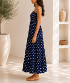 Ladies Navy Polka Dot Pocket Dress - StylePhase SA