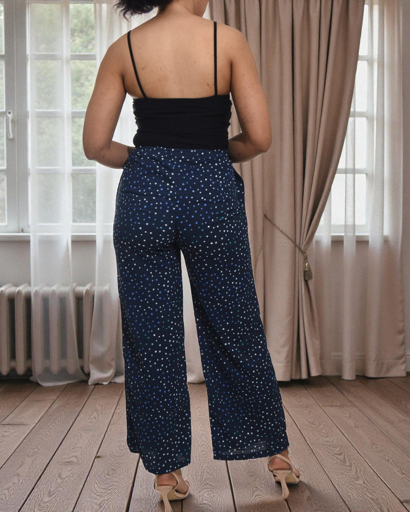 Ladies Navy Polka Dot Pocket Pants - StylePhase SA