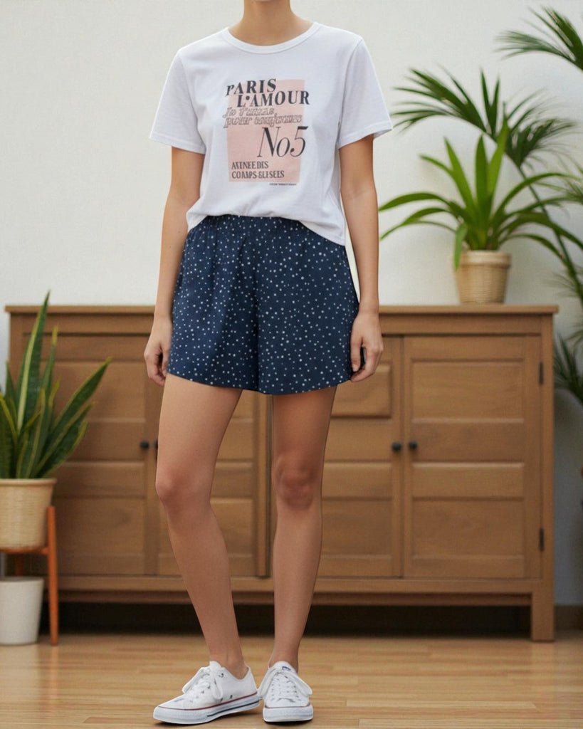 Ladies Navy Polka Dot Pocket Shorts - StylePhase SA