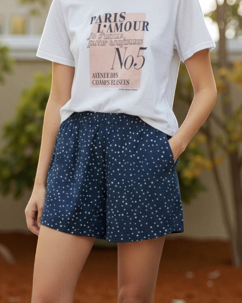 Ladies Navy Polka Dot Pocket Shorts - StylePhase SA