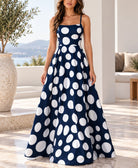 Ladies Navy Polka Dot Tie Back Dress - StylePhase SA