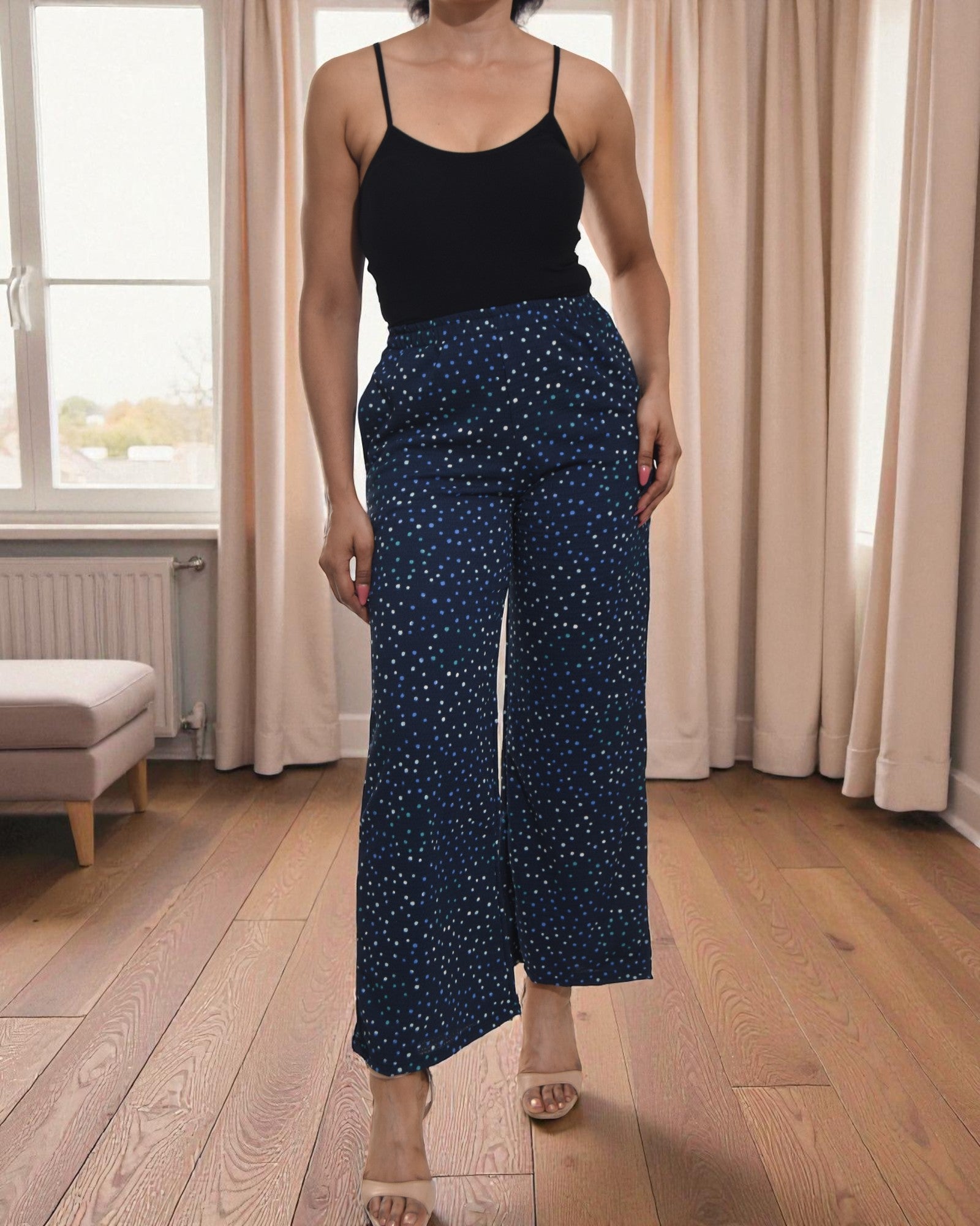 Ladies Navy Polka Pocket Pants - StylePhase SA