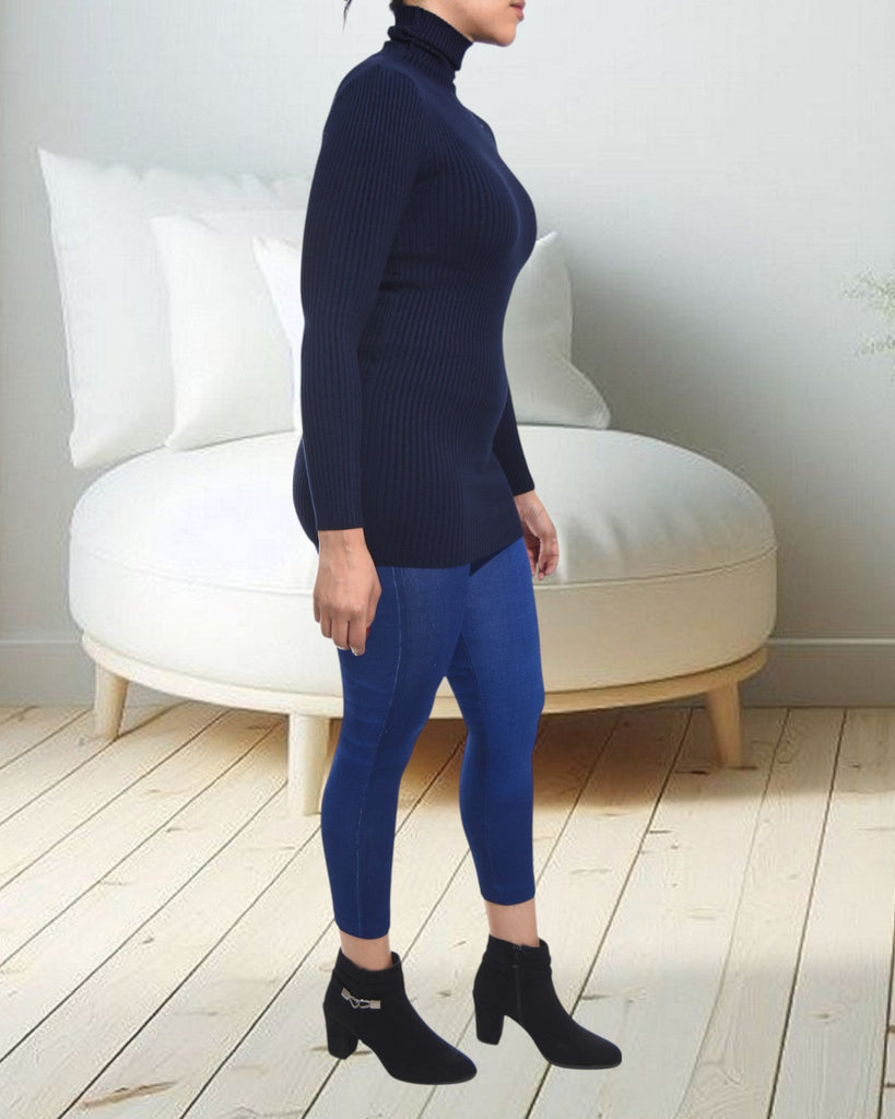 Ladies Navy Polo Neck Dress Top - StylePhase SA