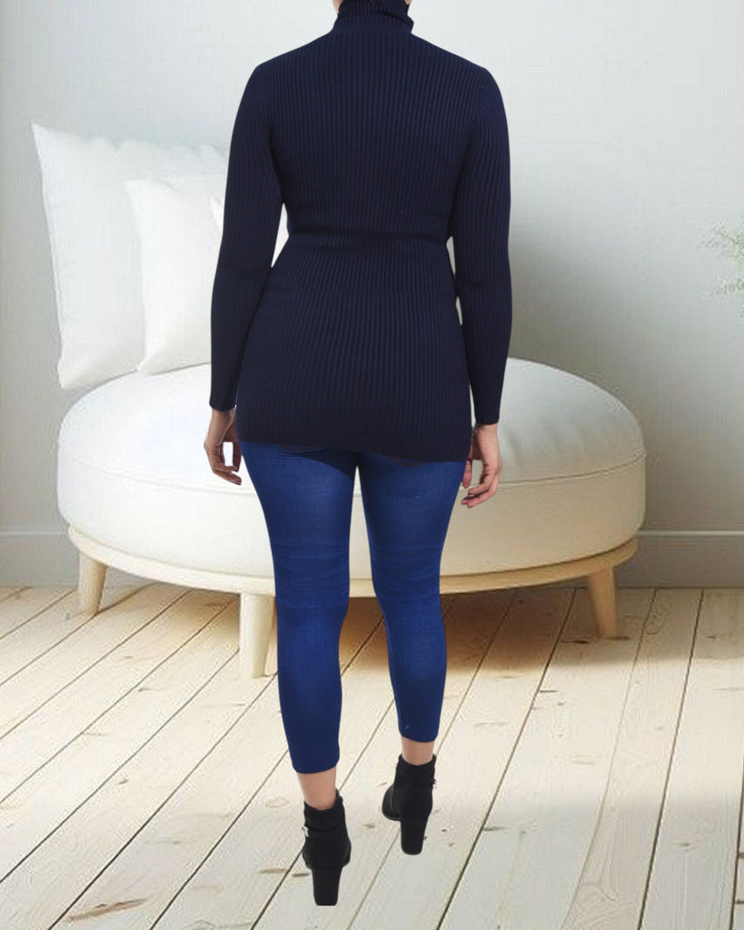 Ladies Navy Polo Neck Dress Top - StylePhase SA