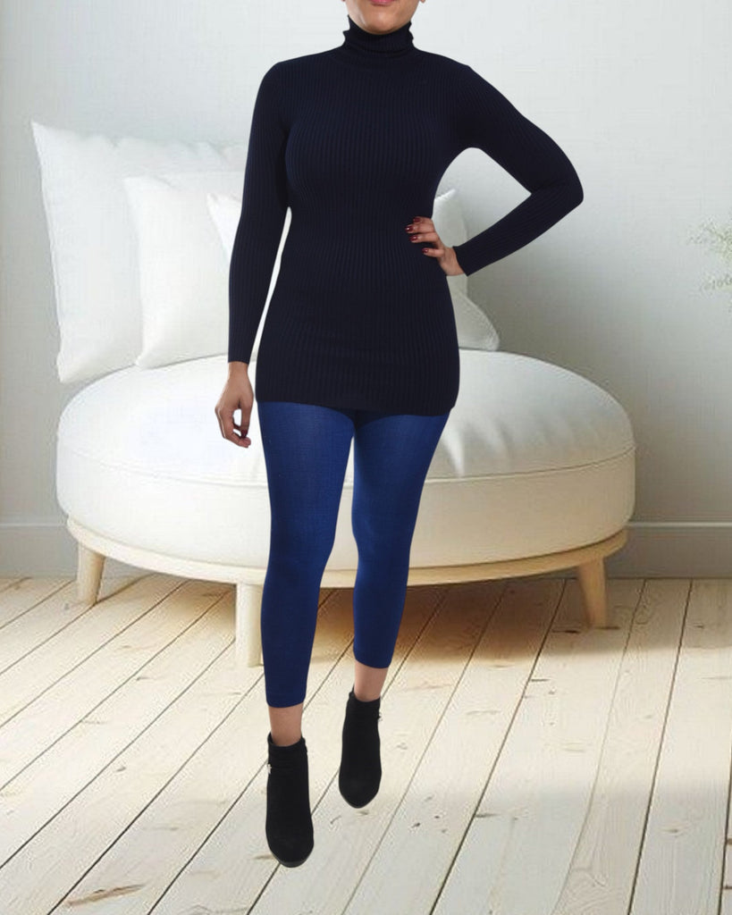 Ladies Navy Polo Neck Dress Top - StylePhase SA