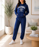 Ladies Navy printed Hoody Tracksuit Set - California - StylePhase SA