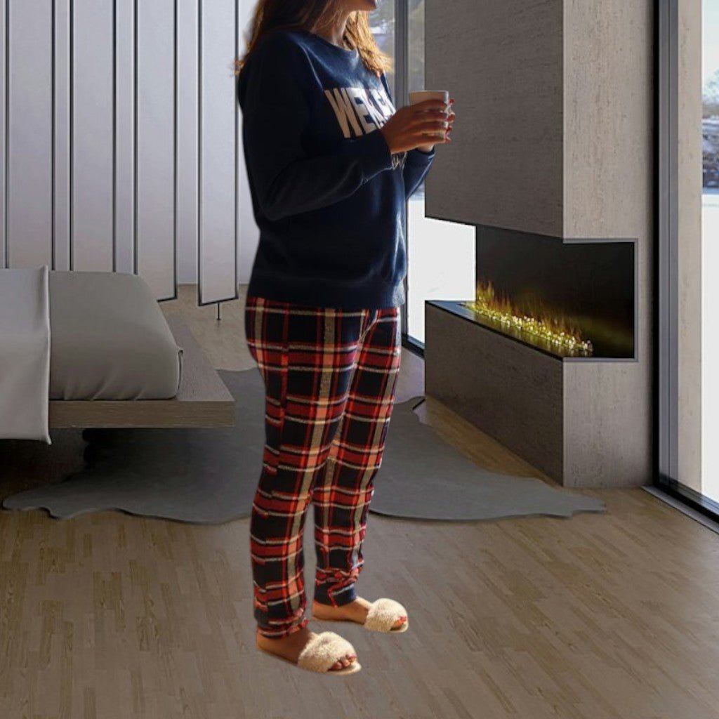 Ladies Navy Printed Knit Pyjama Set - Weekend - StylePhase SA