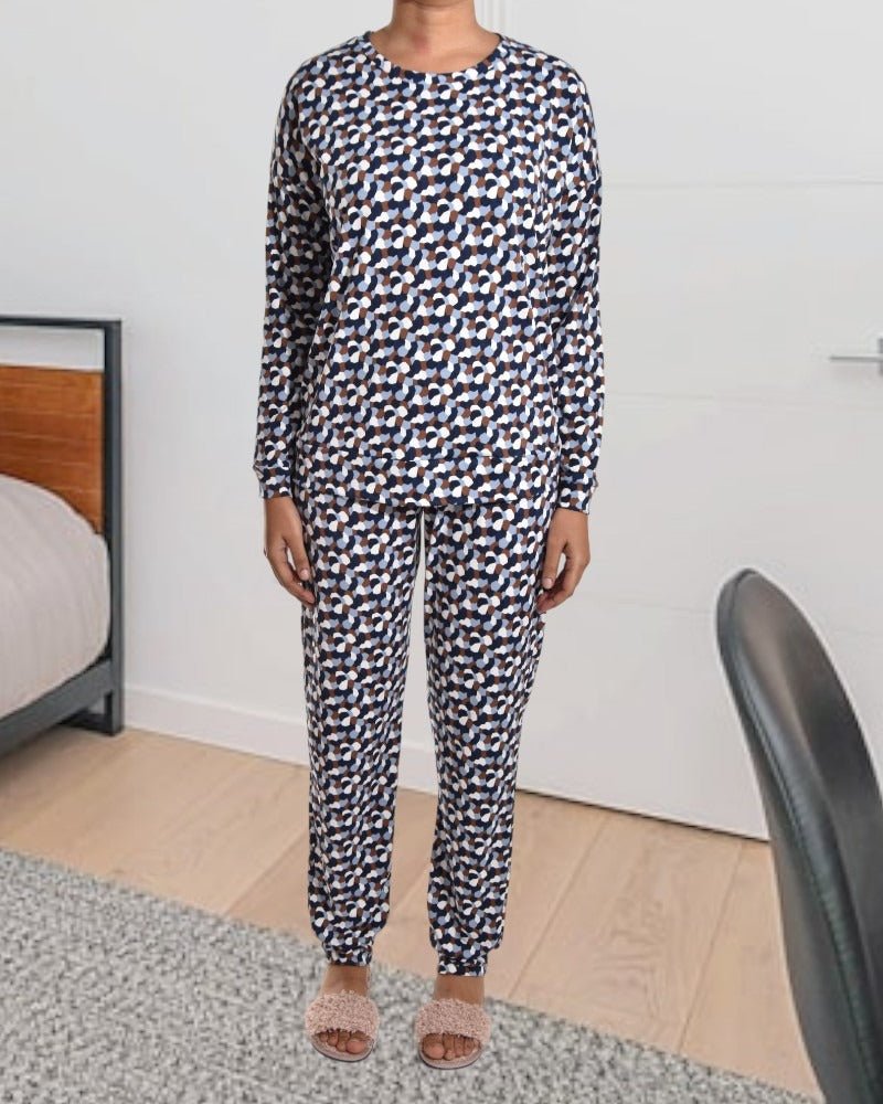 Ladies Navy Printed Pyjama Set - StylePhase SA