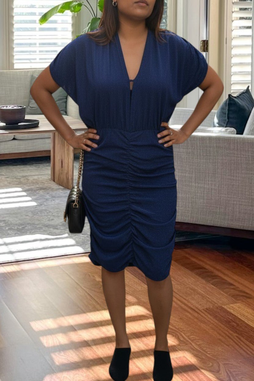 Ladies Navy Ruched Dress - StylePhase SA