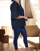 Ladies Navy Ruffle Sleeve Top - StylePhase SA